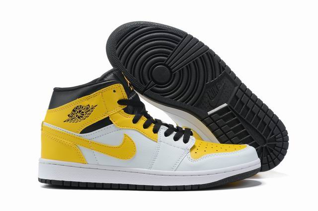 Air Jordan 1 Women's Basketball Shoes White Yellow Black-04 - Click Image to Close